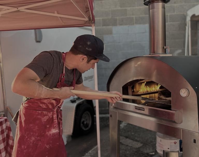Pizza baking in the Pizzeria Henderson oven