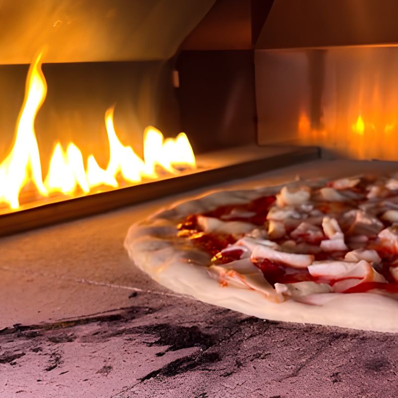 Pizza going into the flames of the Fontana Forni oven